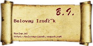 Belovay Izsák névjegykártya